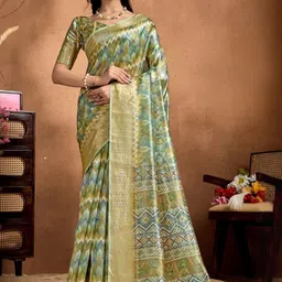 Aman's Impero Woven Design Zari Silk Blend Handloom Saree-picture-33
