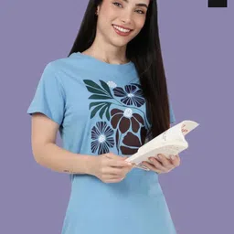 Kryptic Women Pack Of 2 Relaxed Fit Printed Pure Cotton Lounge Tshirts-picture-17