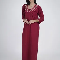 Aartej Women Embroidered Maxi Nightdress-image-19