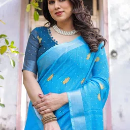 SHREEMALL Ethnic Motifs Printed Zari Saree image 5