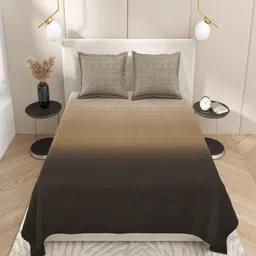 INDRA'S Brown & Black 210 TC King Bedsheet with 2 Pillow Covers-picture-27