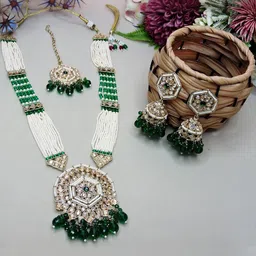 VATSALYA creation Gold-Plated Artificial Stone Studded Jewellery Set image 2