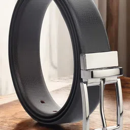 The Roadster Lifestyle Co Men Textured Reversible Buckle Formal Belt-image-81