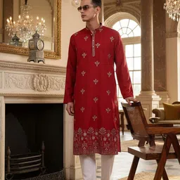 SZN Men Embroidered Thread Work Kurta image 4