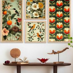 WALLLANE Brown 4 Piece Wood Abstract Wall Paintings-picture-14