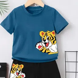 MUSNAH GARMENTS Kids-Unisex Black Cotton Blend Clothing Set-image-0