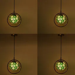 1ST TIME Green & Gold-Toned 4 Pieces Textured Spherical Shaped Ceiling Lamps-picture-41