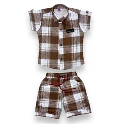 FLUEMART Boys Checked Shirt with Shorts image 3