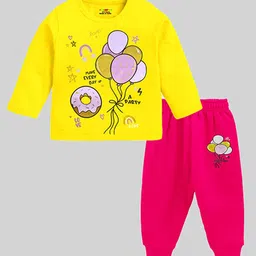 KUCHIPOO Girls Pack Of 2 Graphic Printed Cotton Blend Casual T-shirt With Joggers image 2