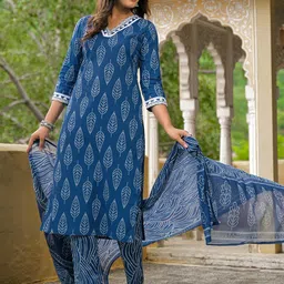SKYLEE Women Ethnic Motifs Printed Regular Kurta with Trousers & With Dupatta image 2