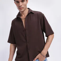 glitchez Textured Edge Relaxed Drop-Shoulder Shirt-image-0