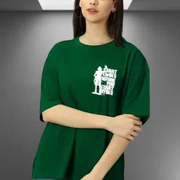 kintu parantu Typography Printed Round Neck Oversized T-shirt-image-69