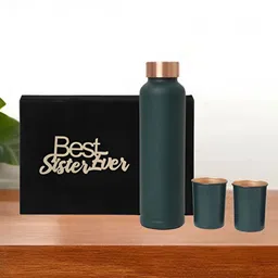 INTERNATIONAL GIFT Green Set of 3 Copper Solid Water Bottle-image-96