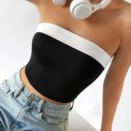 Stylecast X Slyck Colourblocked Tube Crop Top image 2