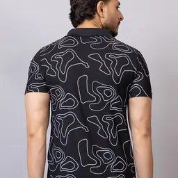 TRIUS Men Abstract Printed Polo Collar T-shirt image 4