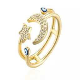 Yugosmile Gold-Plated Artificial Stone Studded Finger Ring-image-25