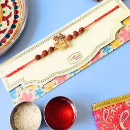tipsy closet Rudraksh Rakhi Om Namah Shivay Trishul Kundan Meenakari Rakhi Traditional Handmade Rakhi for Brother-picture-54