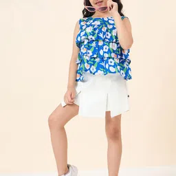 Stylo Bug Girls Printed Round Neck Top With Skorts image 2