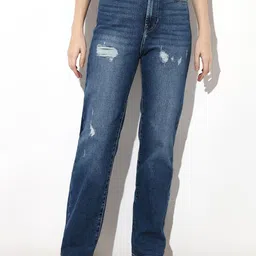 ONLY Women Straight Fit Mid-Rise Mildly Distressed Light Fade Stretchable Jeans-image-85