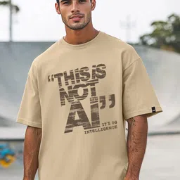 Bewakoof Men Typography Printed Round Neck Pure Cotton Oversized T-shirt-picture-38