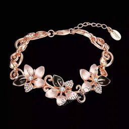 Shining Diva Fashion Rose Gold-Plated Crystals Studded Charm Bracelet image 3
