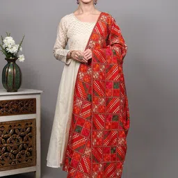Exotic India Geometric Phulkari Embroidered Cotton Dupatta image 5