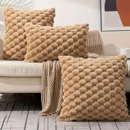 TANLOOMS Gold-Toned 2 Pieces Textured Velvet Square Cushion Covers image 2