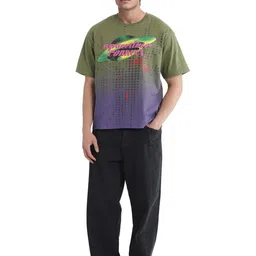 RARE RABBIT Men Graphic Printed Round Neck Cotton Oversized T-shirt image 2