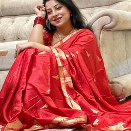 CaniBani Ethnic Motifs Zari Silk Blend Banarasi Saree image 4