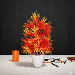 ccs Modern Artificial Plant Large With White Pot Orange Wild Flower Artificial Flower with Pot image 3