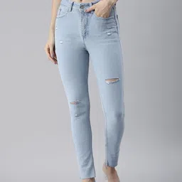 SHOWOFFFF Women Comfort Skinny Fit High-Rise Mildly Distressed Light Fade Stretchable Jeans-picture-40