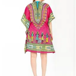 UKAL Ethnic Motifs Printed Kimono Sleeve Kaftan Mini Dress image 2