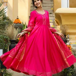 Shedika Women Ethnic Motifs Printed Kurta with Trousers & Dupatta image 2