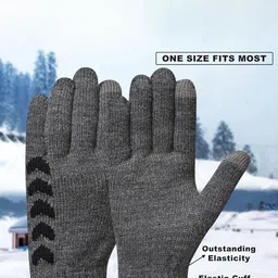 LOOM LEGACY Men Patterned Acrylic Touchscreen Gloves image 3