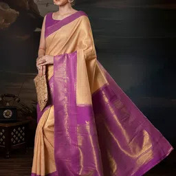 House of Pataudi Woven Design Kanjeevaram Saree With Matching Blouse image 2