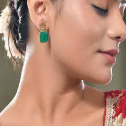 STYYO Silver-Plated Artificial Stones Peacock Shaped Drop Earrings image 3