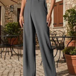 COVZ Women Smart Straight Fit High-Rise Easy Wash Trousers-picture-56