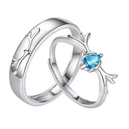 Ringzinnie Set Of 2 Silver-Plated Crystal Studded Adjustable Couple Rings image 4