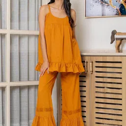 HOUSE OF JAMOTI Round Neck Top With Trousers Dusk Flour Glam Co Ord Set image 5