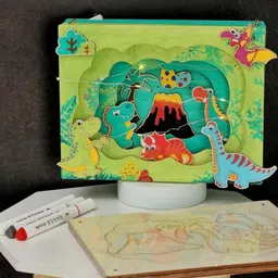Yellow Bee Kids Prehistoric Dino Themed 3D DIY light Box Kit image 1