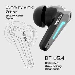 number Super Buds GT M9 Gaming TWS Earbuds, 60Hr Playback, ANC, 4 Mic ENC, Dual Pairing Bluetooth Headset image 3