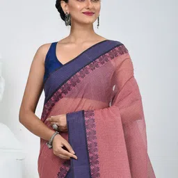 Charukriti Checked Zari Pure Cotton Taant Saree image 5