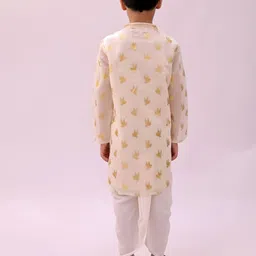 LIL DRAMA Boys Printed Regular Chanderi Cotton Kurta with Dhoti Pants image 5