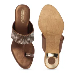 madam glorious Women Embellished One Toe Kitten Heel Sandals image 5