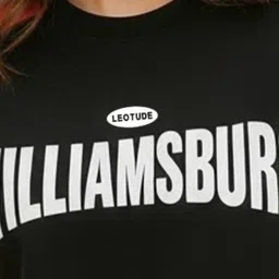 Leotude Typography Printed Round Neck Drop Shoulder Sleeves Oversized T-shirt image 3