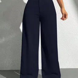 NU CLOTHS Women Relaxed Wide Leg High-Rise Flat-Front Regular Trousers-picture-14