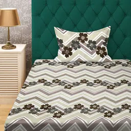 KLOTTHE Multicoloured Floral 300 TC Single Bedsheet with 1 Pillow Covers image 2