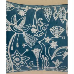 FREEDOM TREE Eye In The Sky Blue & White Floral Embroidered Velvet Rectangle Cushion Cover image 3