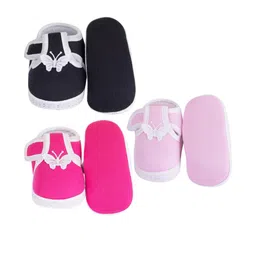 NESKA MODA 0 To 6 Months Newborn Infants 3 Pair Set Soft Cotton Butterfly Velcro Booties image 4