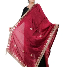 Way2Like Floral Embroidered Gotta Patti Dupatta-picture-11